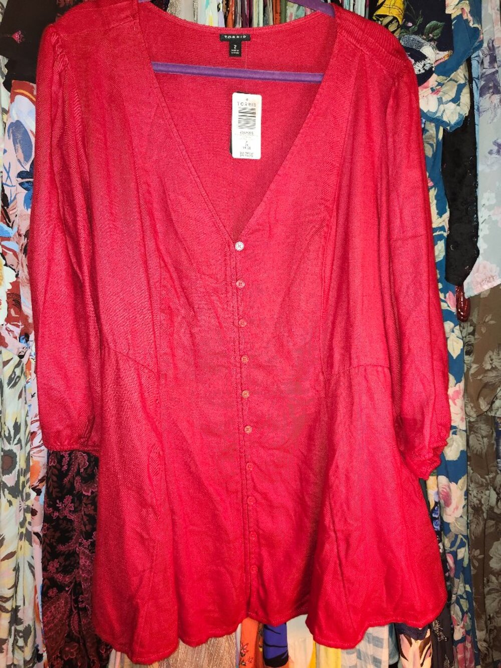 TORRID Red Fit and Flare Blouse